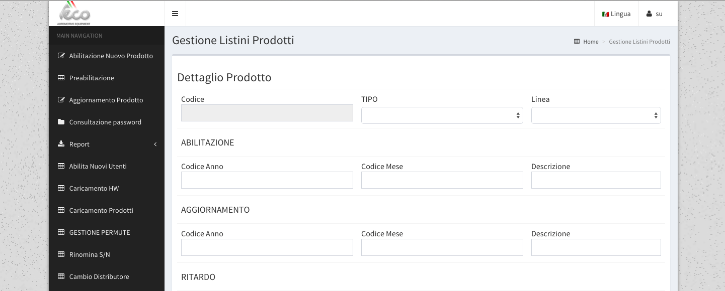 Vista del progetto Teco – Automotive equipment